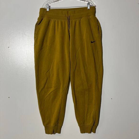 Nike Sportswear High waisted Mustard Yellow Tapered Jogger Sweatpants Womans XL - Picture 1 of 7
